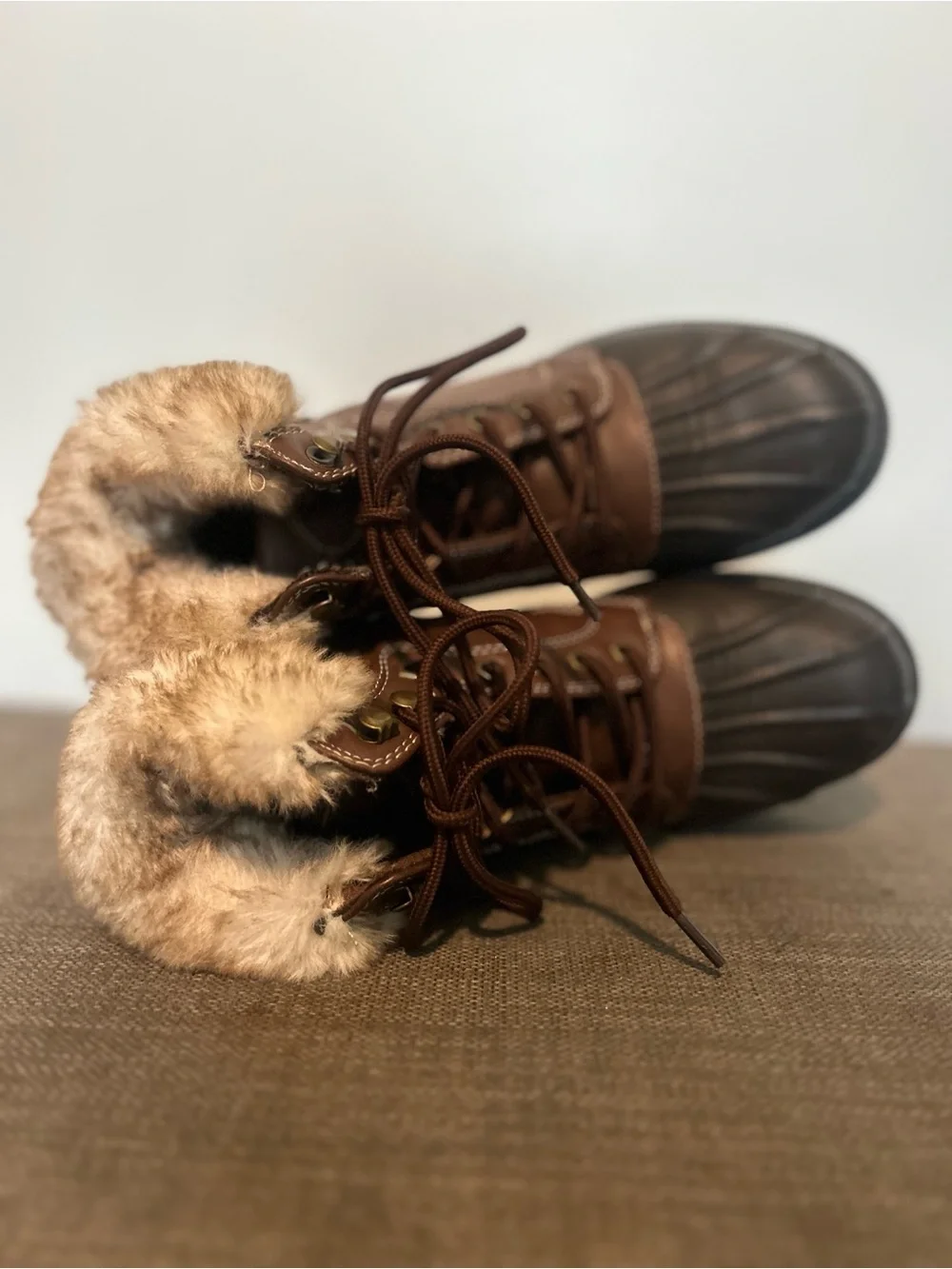 Lugz Insulated Brown Faux-Fur Lined Duck Boots